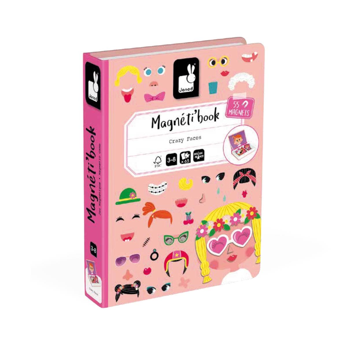 Magnéti' Book Crazy Faces Grils +3 años  | Janod 2717