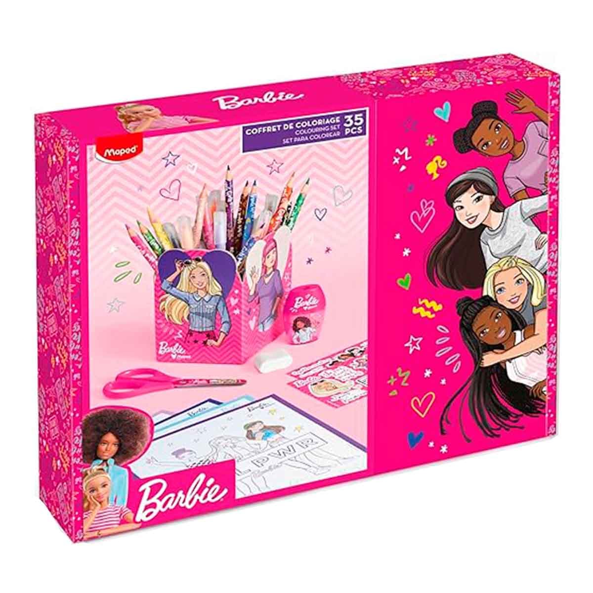 Set para colorear x35Pcs + Portalapiz Barbie  | Maped Creative