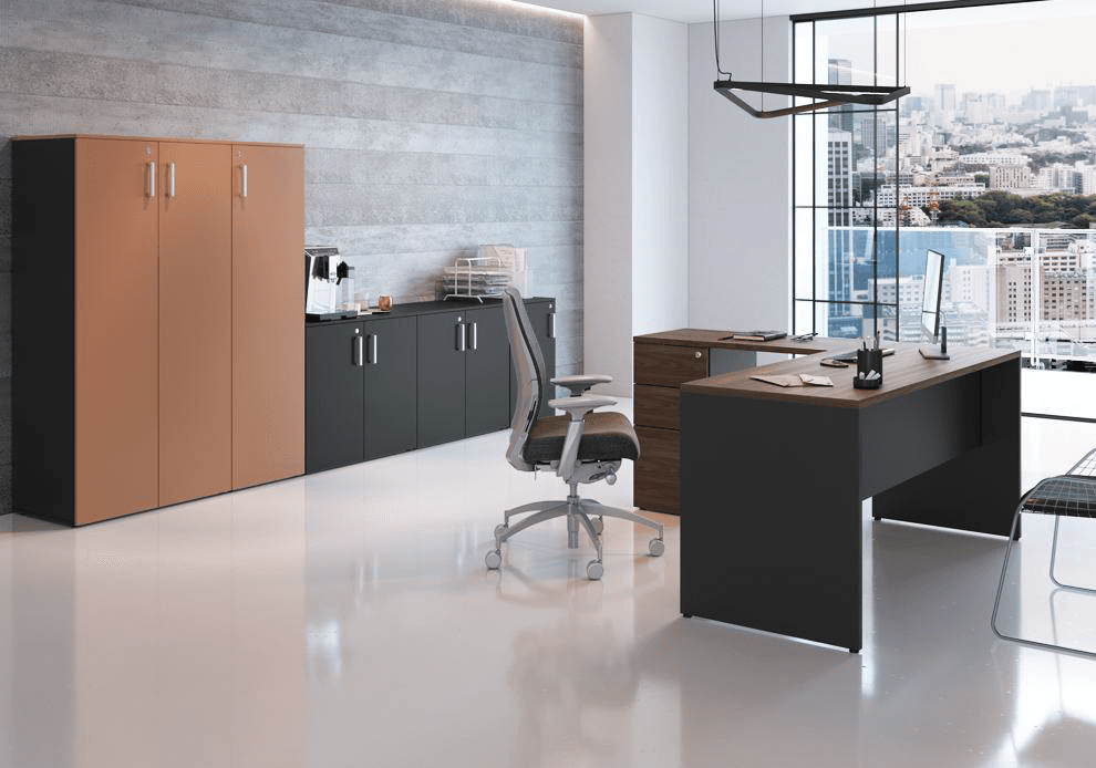 Esritorio con extención lateral & cajonera línea Concept