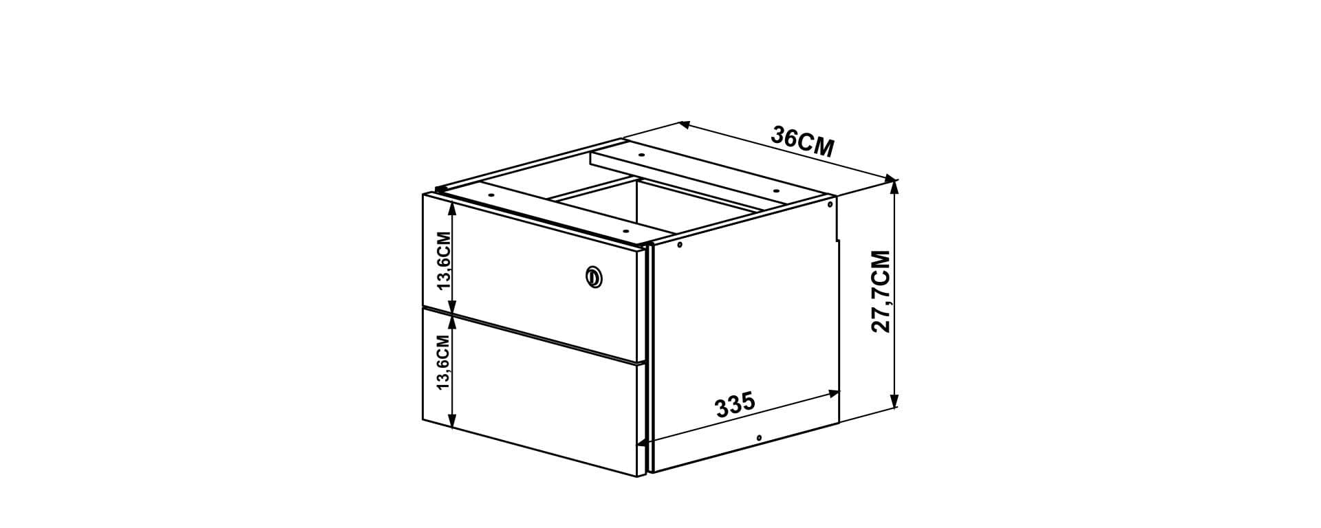 Modulo de 2 cajones suspendidos línea Concept