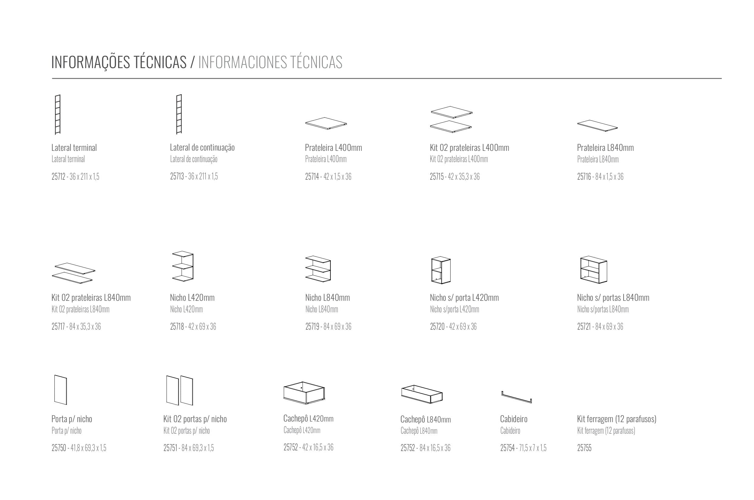 Estanterías modulares dinámicas | Modulo base 840mm con barra colgadora