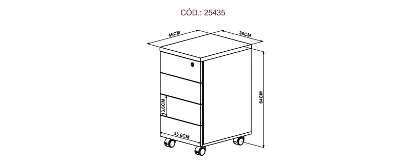 Cajonera rodante 4 cajónes CONCEPT (25435)