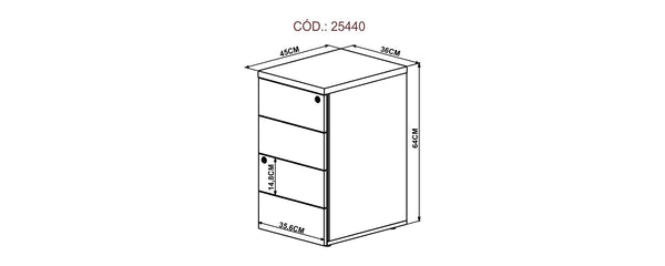 Cajonera pedestal 4 cajones y 2 cerraduras CONCEPT (25440)